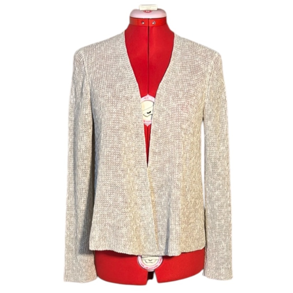 Eileen Fisher Women's Open-Front Loose Knit Oatmeal Cardigan Sweater Size XS